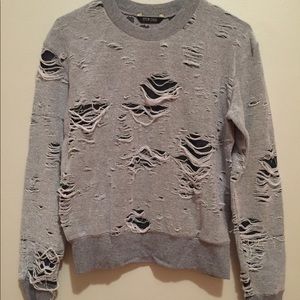 Peyton Jensen distressed crew neck sweater